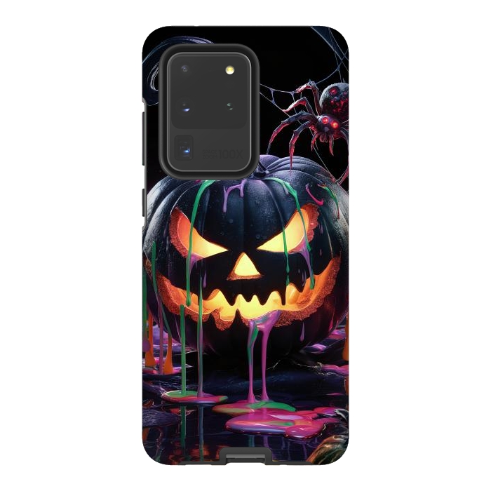 Galaxy S20 Ultra StrongFit Halloween Black Pumpkin by JohnnyVillas