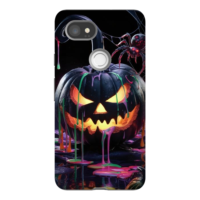 Pixel 2XL StrongFit Halloween Black Pumpkin by JohnnyVillas