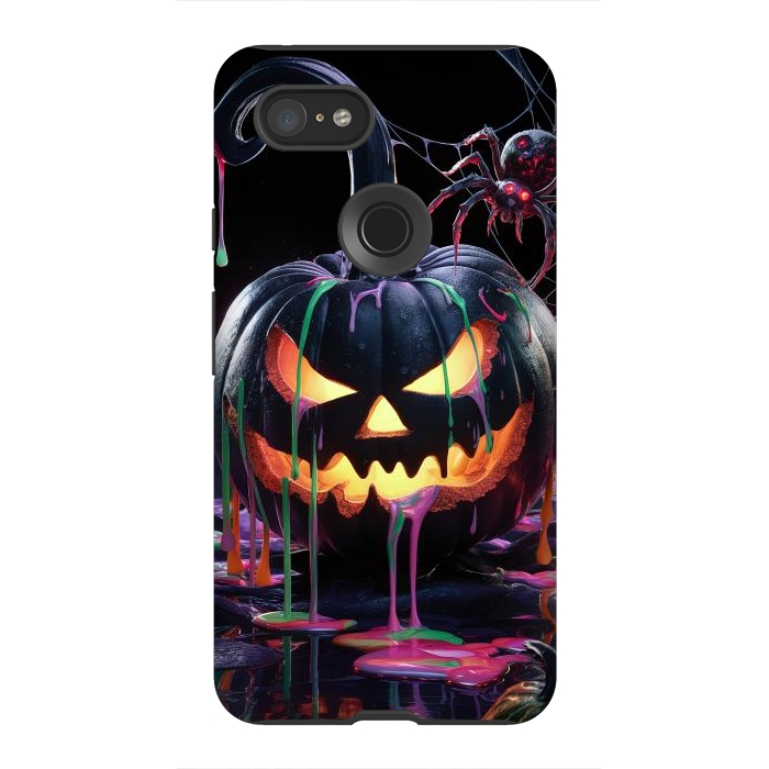 Pixel 3XL StrongFit Halloween Black Pumpkin by JohnnyVillas