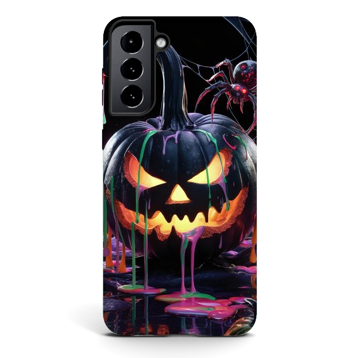 Galaxy S21 StrongFit Halloween Black Pumpkin by JohnnyVillas