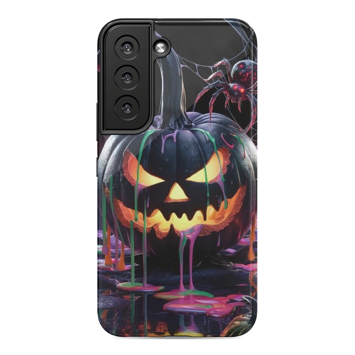 Galaxy S22 StrongFit Halloween Black Pumpkin by JohnnyVillas