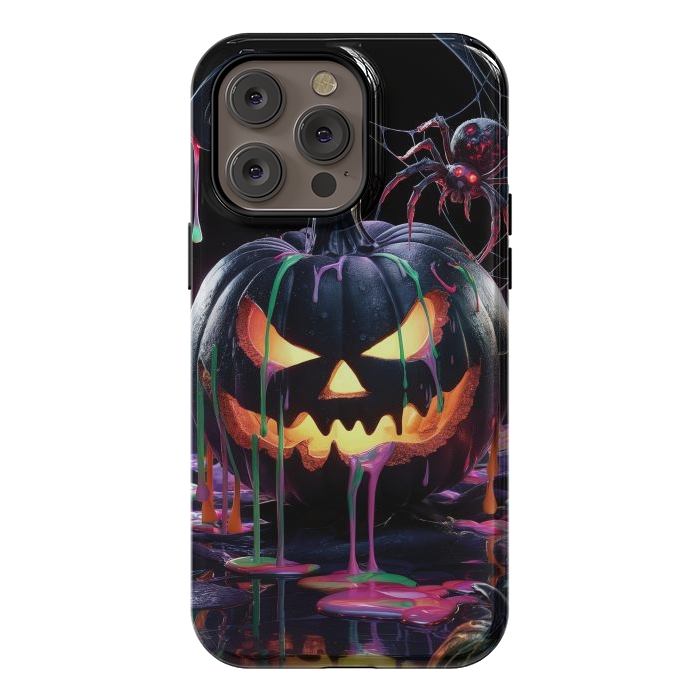 iPhone 14 Pro max StrongFit Halloween Black Pumpkin by JohnnyVillas