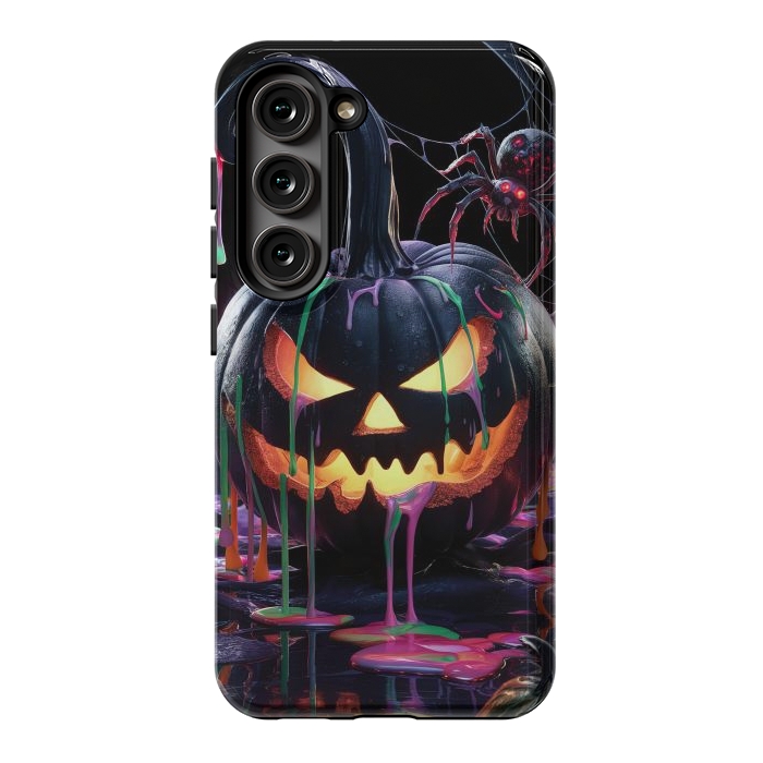 Galaxy S23 StrongFit Halloween Black Pumpkin by JohnnyVillas