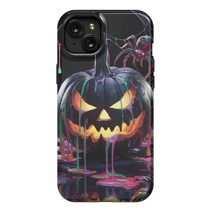 iPhone 15 Plus StrongFit Halloween Black Pumpkin by JohnnyVillas