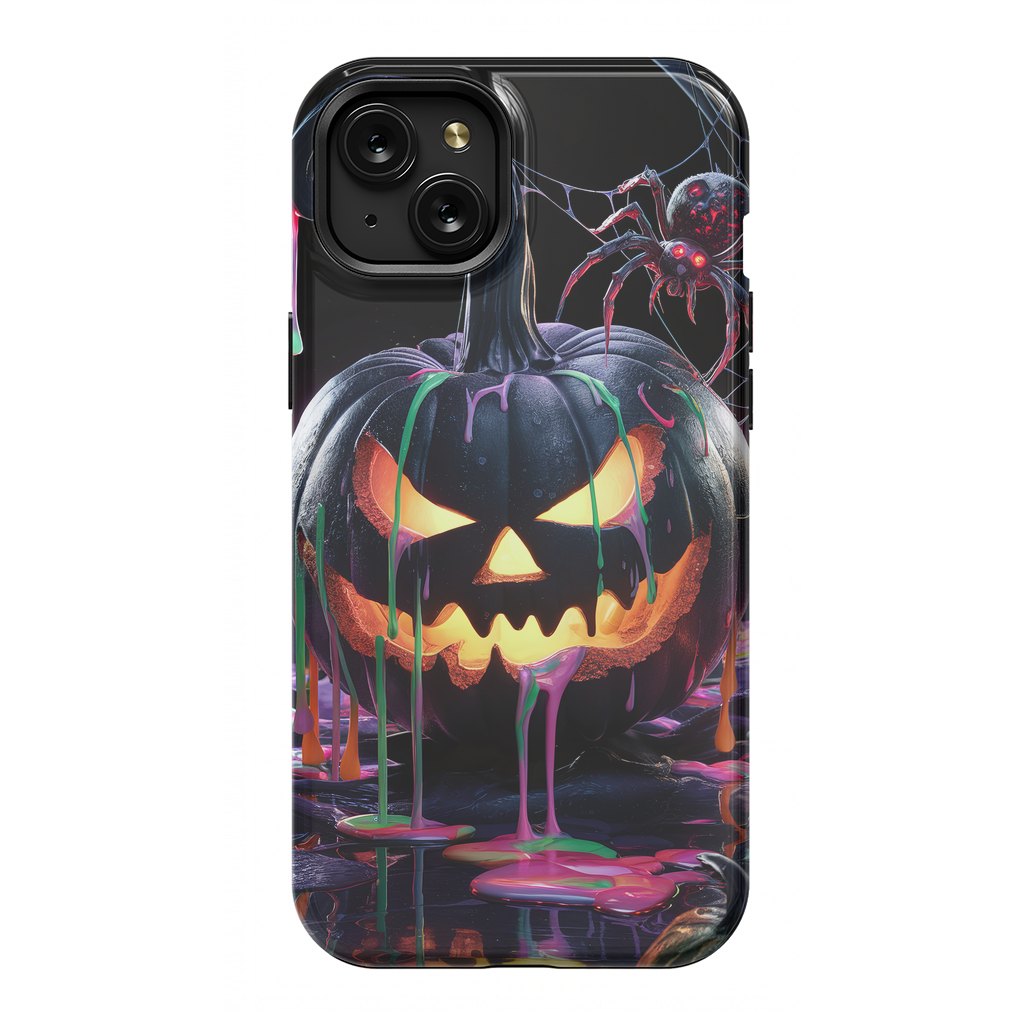 iPhone 15 Plus StrongFit Halloween Black Pumpkin by JohnnyVillas