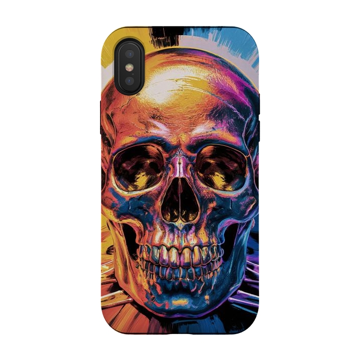 iPhone Xs / X StrongFit Metallic Skull Painting by JohnnyVillas