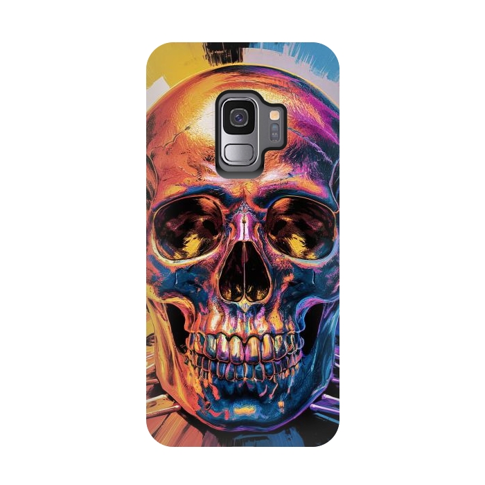 Galaxy S9 StrongFit Metallic Skull Painting by JohnnyVillas