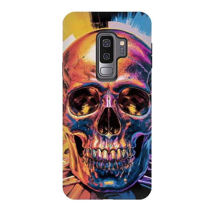 Galaxy S9 plus StrongFit Metallic Skull Painting by JohnnyVillas