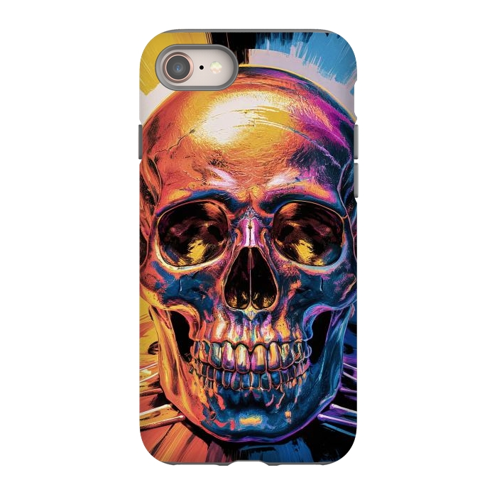 iPhone 8 StrongFit Metallic Skull Painting by JohnnyVillas