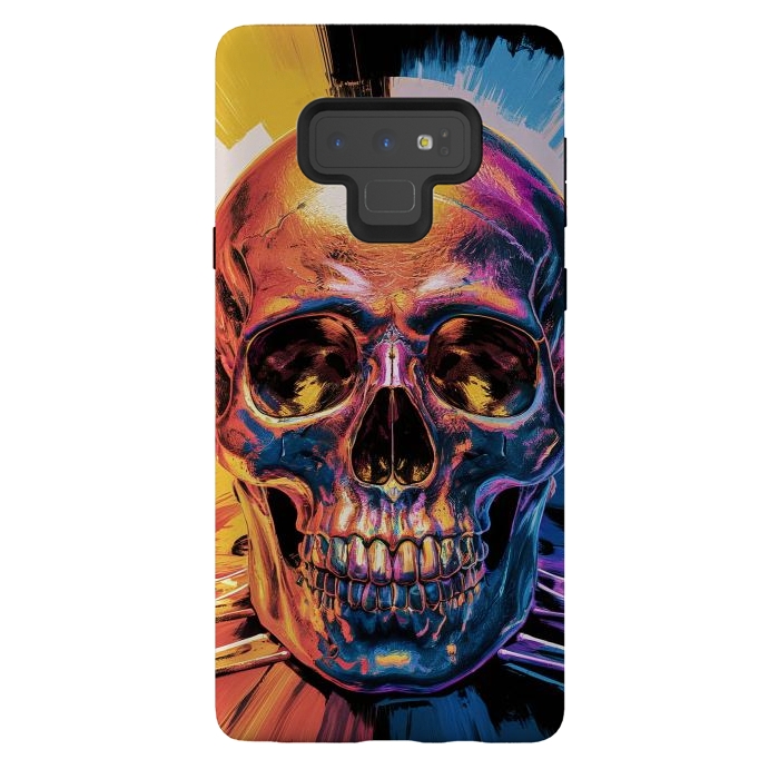 Galaxy Note 9 StrongFit Metallic Skull Painting by JohnnyVillas