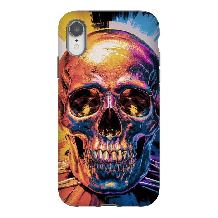 iPhone Xr StrongFit Metallic Skull Painting by JohnnyVillas