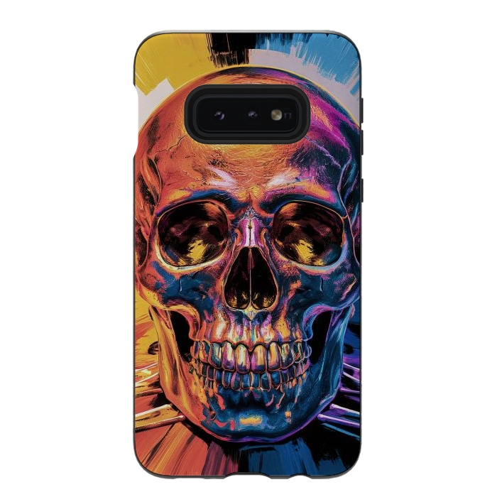 Galaxy S10e StrongFit Metallic Skull Painting by JohnnyVillas