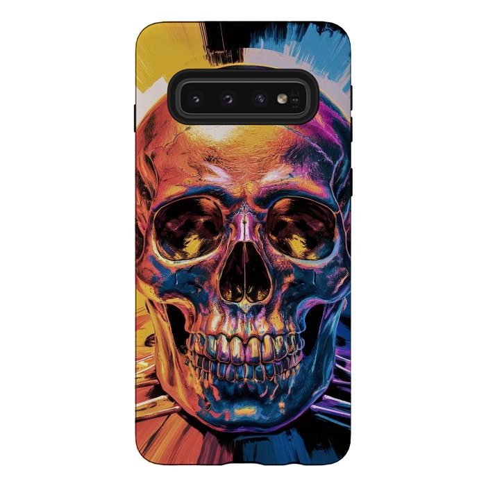 Galaxy S10 StrongFit Metallic Skull Painting by JohnnyVillas