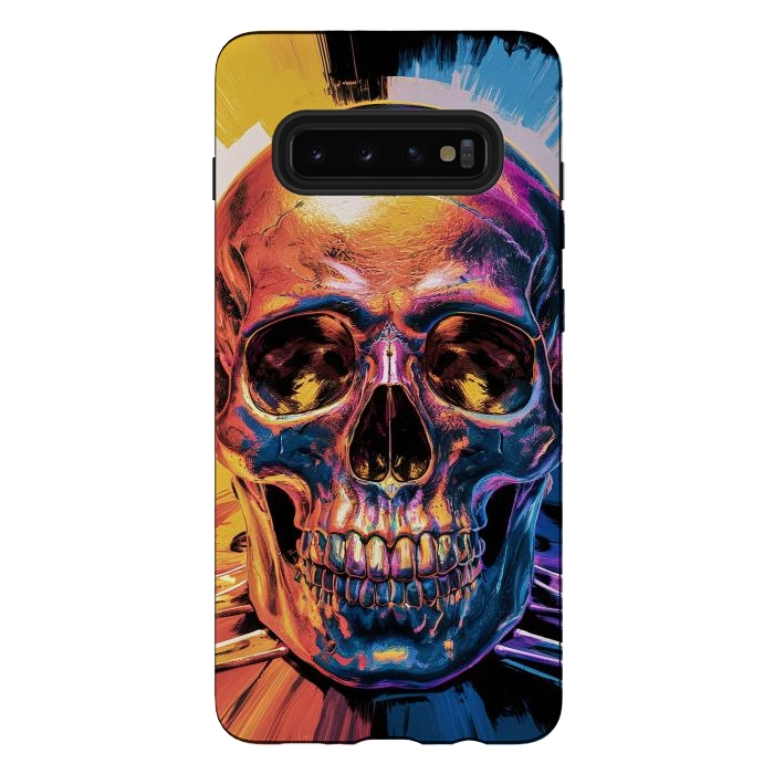 Galaxy S10 plus StrongFit Metallic Skull Painting by JohnnyVillas