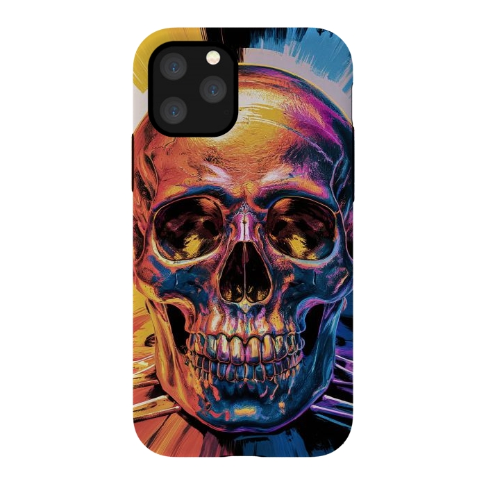 iPhone 11 Pro StrongFit Metallic Skull Painting by JohnnyVillas