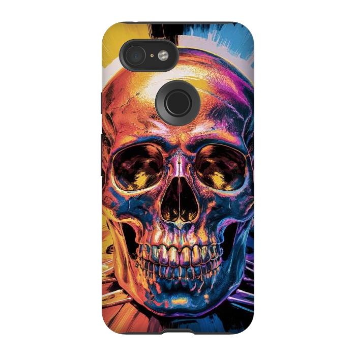 Pixel 3 StrongFit Metallic Skull Painting by JohnnyVillas