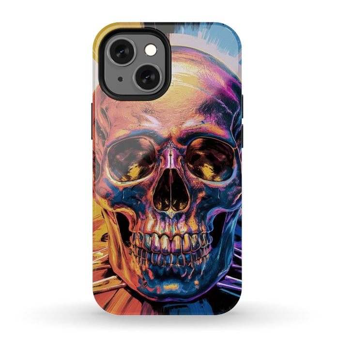 iPhone 12 mini StrongFit Metallic Skull Painting by JohnnyVillas