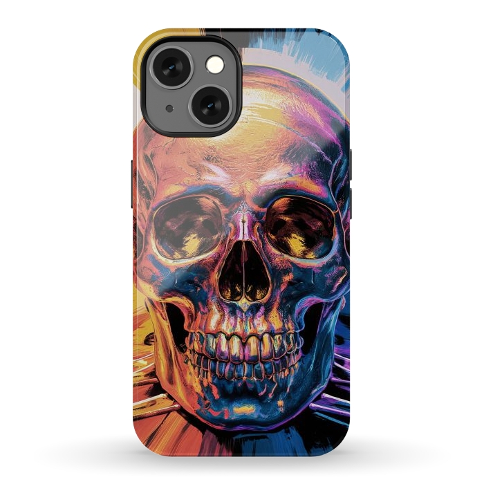 iPhone 13 StrongFit Metallic Skull Painting by JohnnyVillas