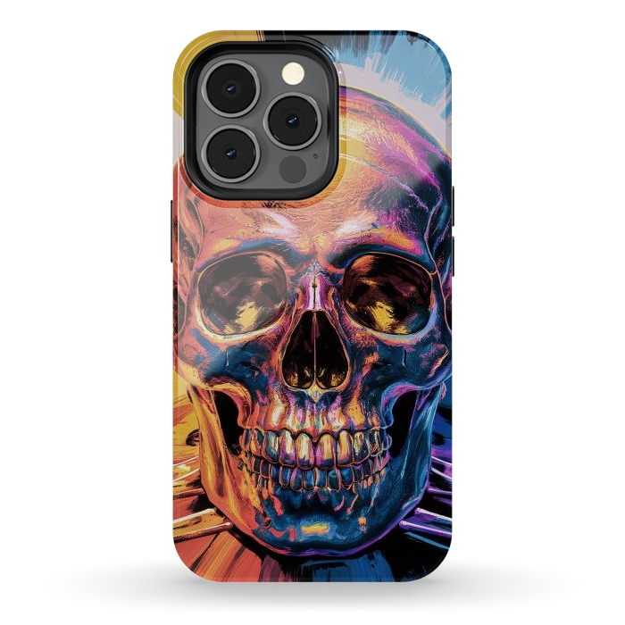 iPhone 13 pro StrongFit Metallic Skull Painting by JohnnyVillas