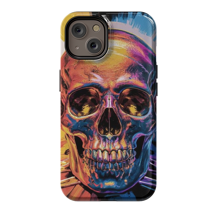 iPhone 14 StrongFit Metallic Skull Painting by JohnnyVillas