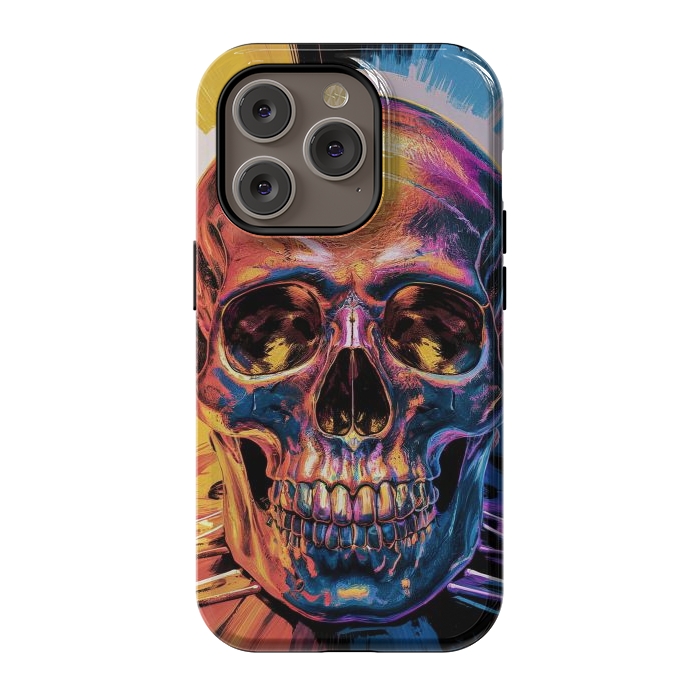 iPhone 14 Pro StrongFit Metallic Skull Painting by JohnnyVillas