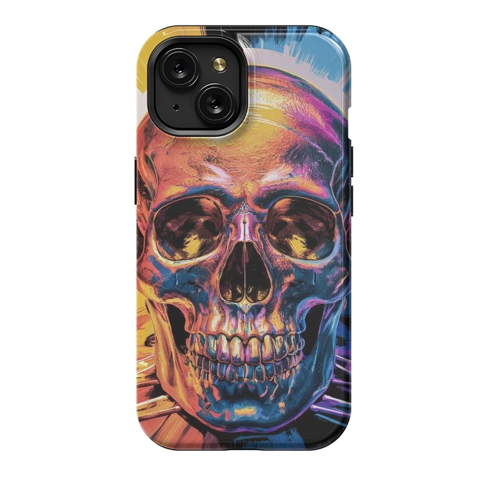 iPhone 15 StrongFit Metallic Skull Painting by JohnnyVillas