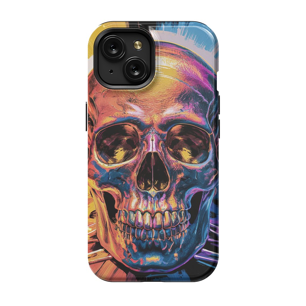 iPhone 15 StrongFit Metallic Skull Painting by JohnnyVillas