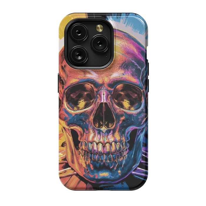 iPhone 15 Pro StrongFit Metallic Skull Painting by JohnnyVillas