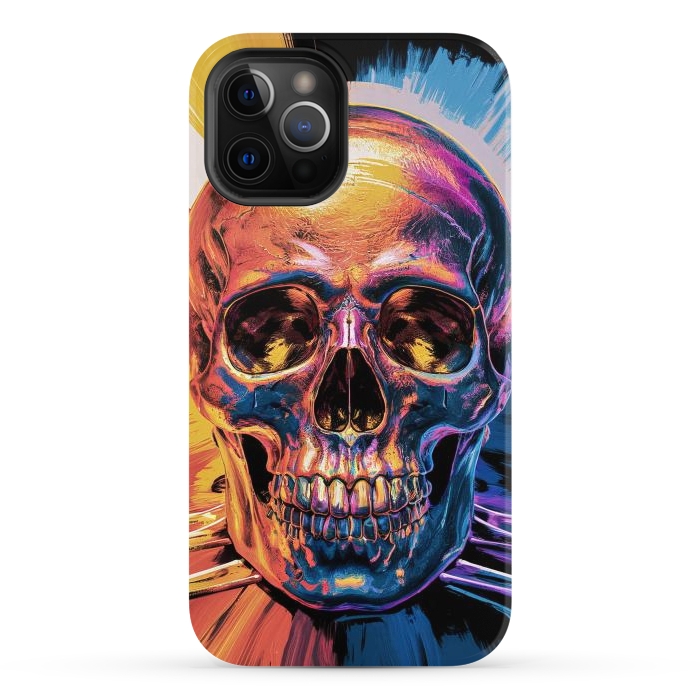 iPhone 12 Pro Max StrongFit Metallic Skull Painting by JohnnyVillas