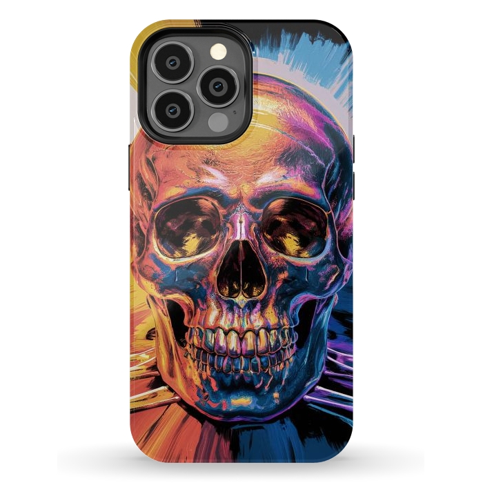 iPhone 13 Pro Max StrongFit Metallic Skull Painting by JohnnyVillas