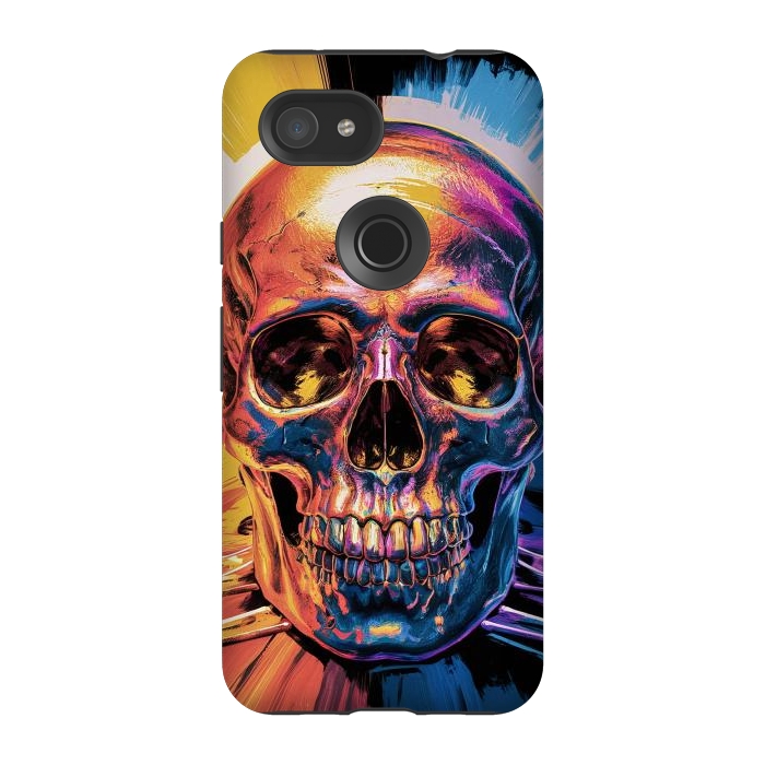 Pixel 3A StrongFit Metallic Skull Painting by JohnnyVillas