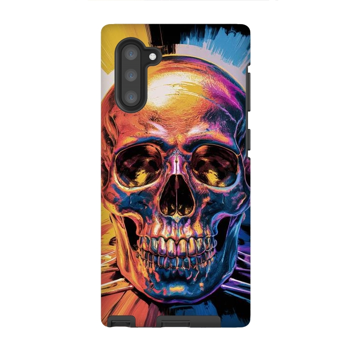 Galaxy Note 10 StrongFit Metallic Skull Painting by JohnnyVillas