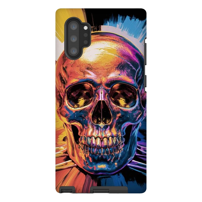 Galaxy Note 10 plus StrongFit Metallic Skull Painting by JohnnyVillas