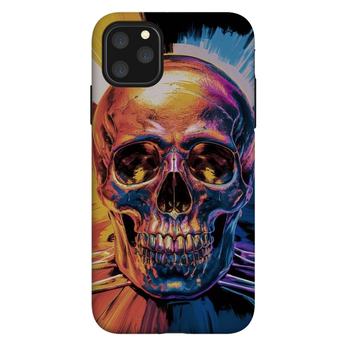 iPhone 11 Pro Max StrongFit Metallic Skull Painting by JohnnyVillas