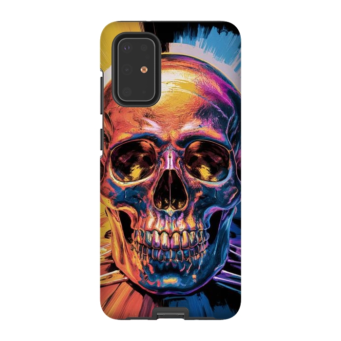 Galaxy S20 Plus StrongFit Metallic Skull Painting by JohnnyVillas