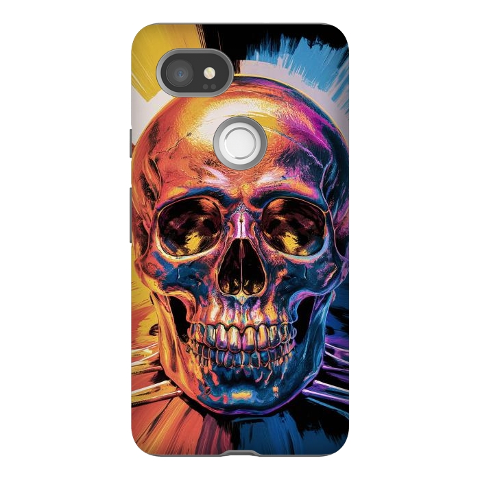 Pixel 2XL StrongFit Metallic Skull Painting by JohnnyVillas