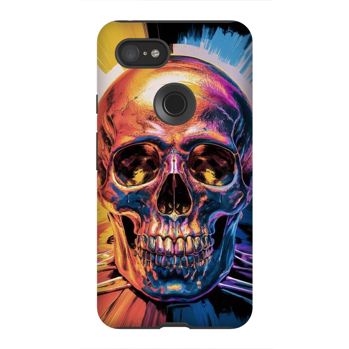 Pixel 3XL StrongFit Metallic Skull Painting by JohnnyVillas