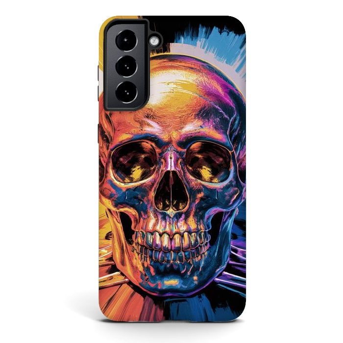 Galaxy S21 StrongFit Metallic Skull Painting by JohnnyVillas