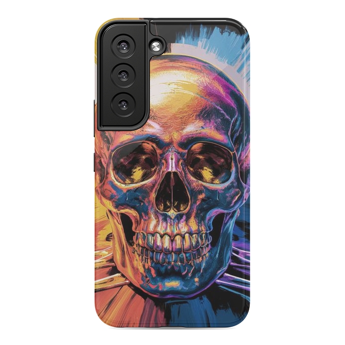 Galaxy S22 StrongFit Metallic Skull Painting by JohnnyVillas