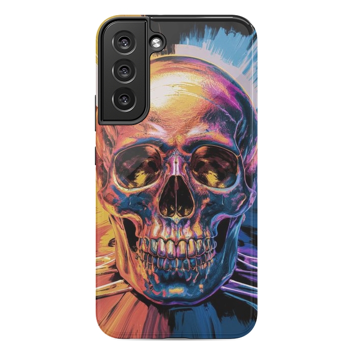 Galaxy S22 plus StrongFit Metallic Skull Painting by JohnnyVillas