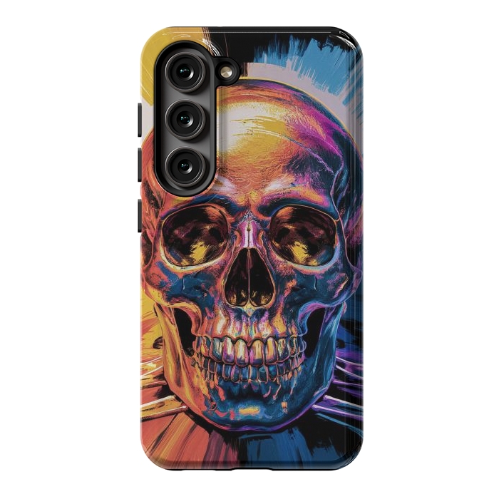 Galaxy S23 StrongFit Metallic Skull Painting by JohnnyVillas