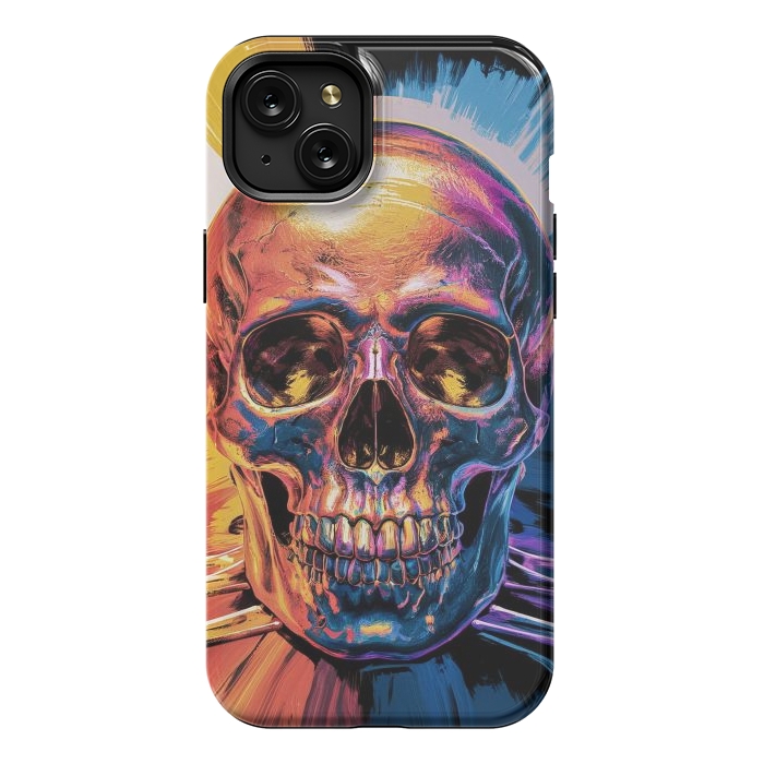 iPhone 15 Plus StrongFit Metallic Skull Painting by JohnnyVillas