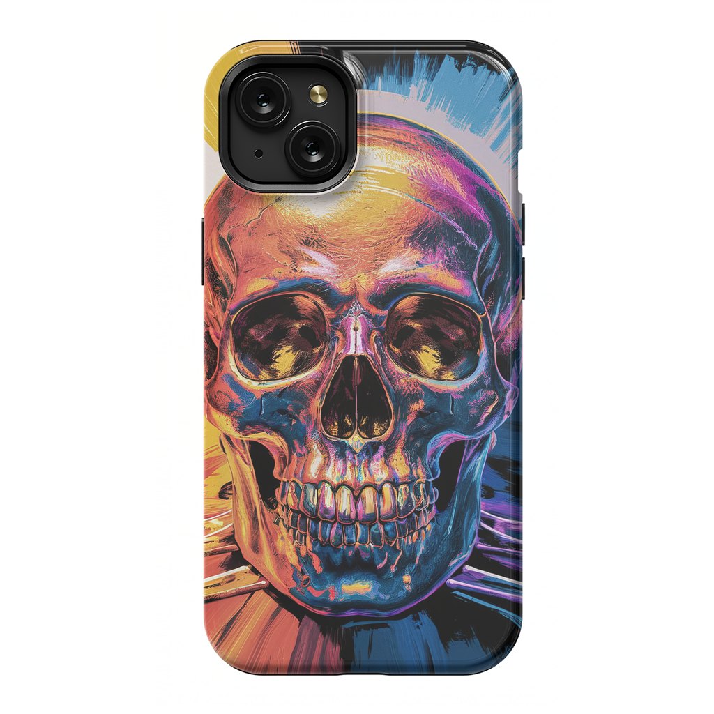 iPhone 15 Plus StrongFit Metallic Skull Painting by JohnnyVillas