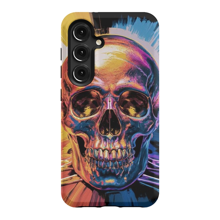 Galaxy S24 StrongFit Metallic Skull Painting by JohnnyVillas