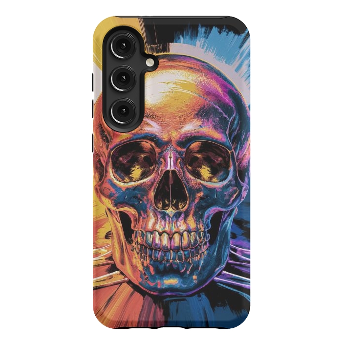 Galaxy S24 Plus StrongFit Metallic Skull Painting by JohnnyVillas