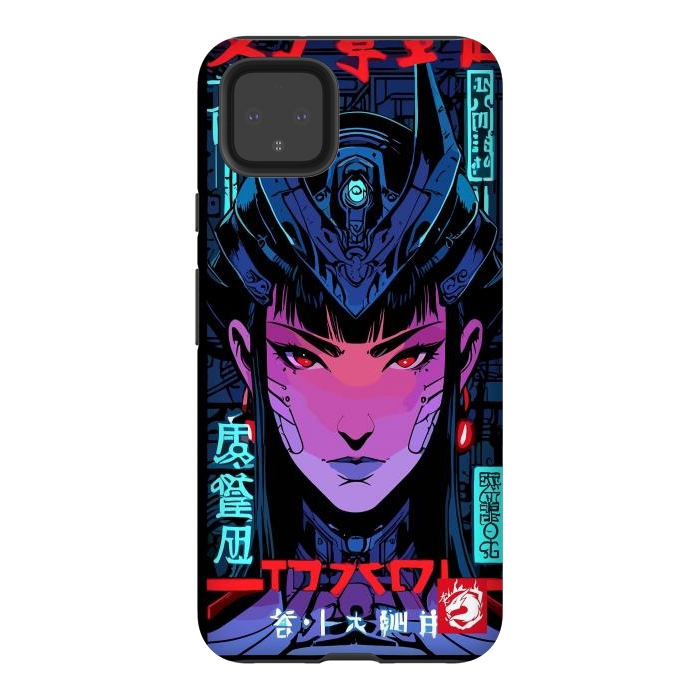 Pixel 4XL StrongFit Blue Woman Cyborg by LM2Kone