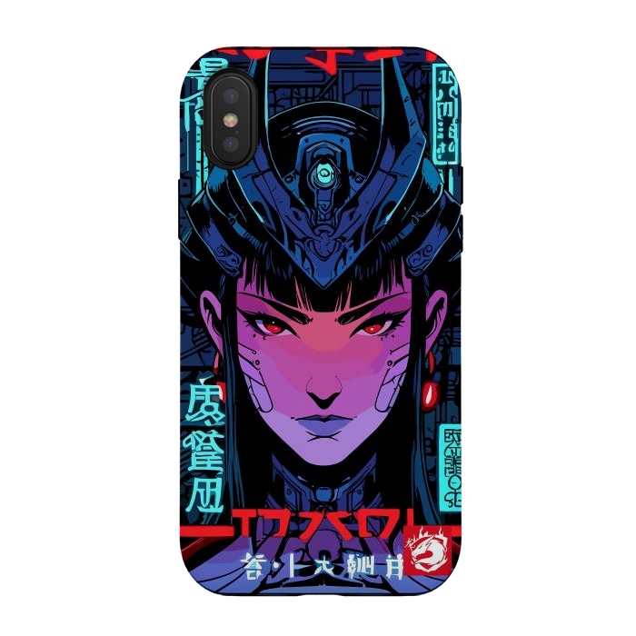 iPhone Xs / X StrongFit Blue Woman Cyborg by LM2Kone