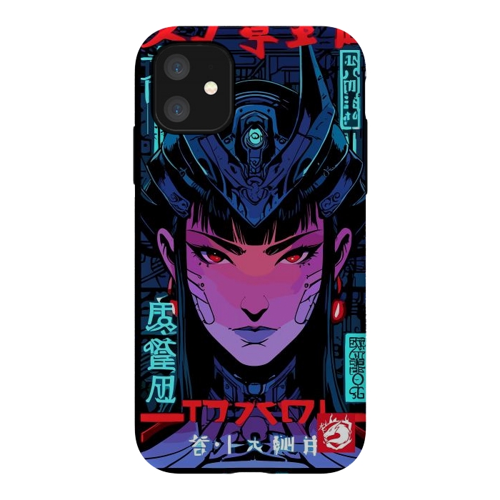 iPhone 11 StrongFit Blue Woman Cyborg by LM2Kone