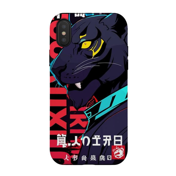 iPhone Xs / X StrongFit Cyberpunk Blue Panther by LM2Kone