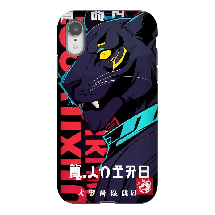 iPhone Xr StrongFit Cyberpunk Blue Panther by LM2Kone